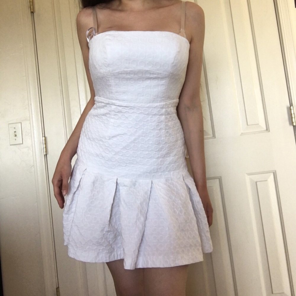 Calvin Klein white textured cocktail dress